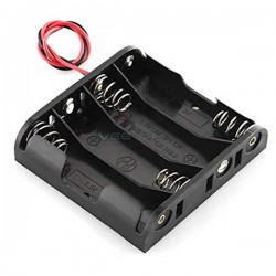 4xAA Black Battery holder with wires