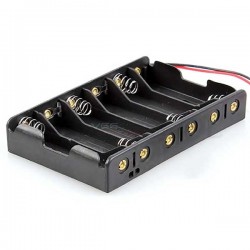 6xAA Black Battery holder with wires