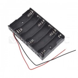 6xAA Black Battery holder with wires