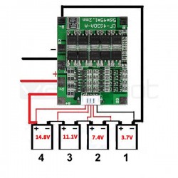 Battery Charge Protection Module 4S 30A for 18650 Lithium Ion Battery - 14.8V with Cable