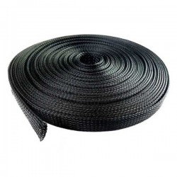 Braided Mesh Expandable Sleeve for Wire Protection - Black 8mm Flat - 1 Meter