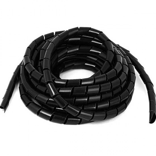Spiral Wrap for wires and cables - Black PE Material - 6mm - 1 Meter