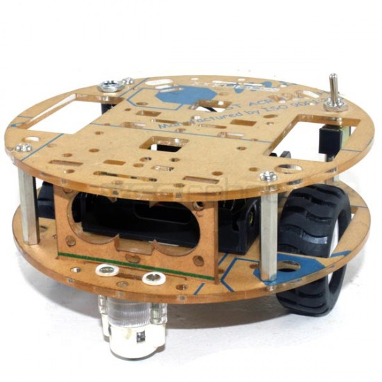 2WD Chassis with N20 Metal Gear Motors - Clear Acrylic - Round
