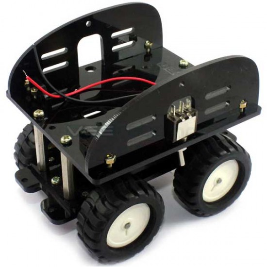 4WD Chassis with N20 Metal Gear Motors - Black Aluminum