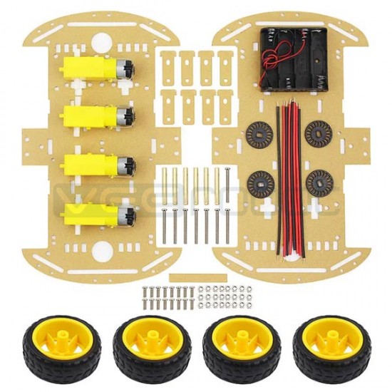 Four Wheel Drive - 4WD Acrylic Robot Chassis Set