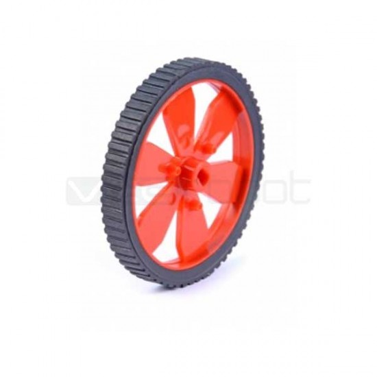 Robot Plastic Wheel with Rubber Tire (70 x 7mm) - Red