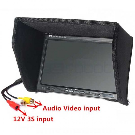 FPV Monitor 7" LCD Color with Sun hood for Multicopter with IR Remote