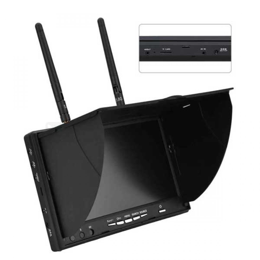 FPV Monitor 7" LCD Color with Built-in Battery and 5.8GHz 40 Channels ...