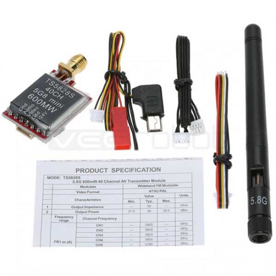 TS5828S Micro VTX 5.8G 600mW 48CH Mini FPV Transmitter